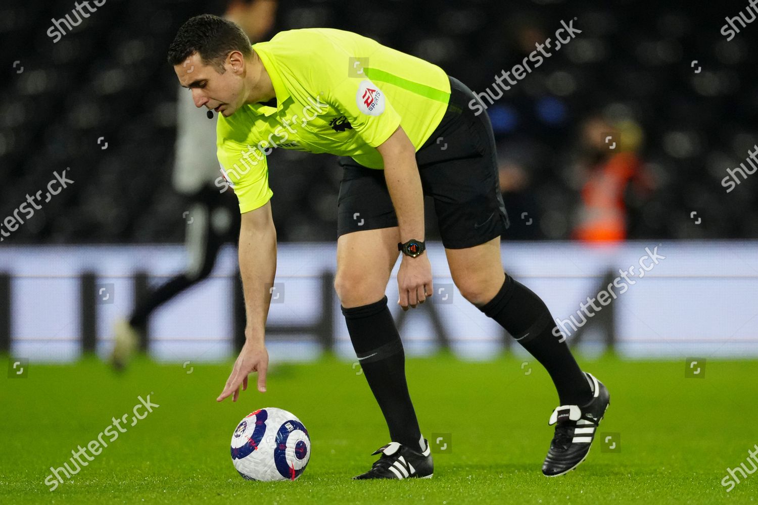 Referee David Coote Places Match Ball Editorial Stock Photo - Stock ...