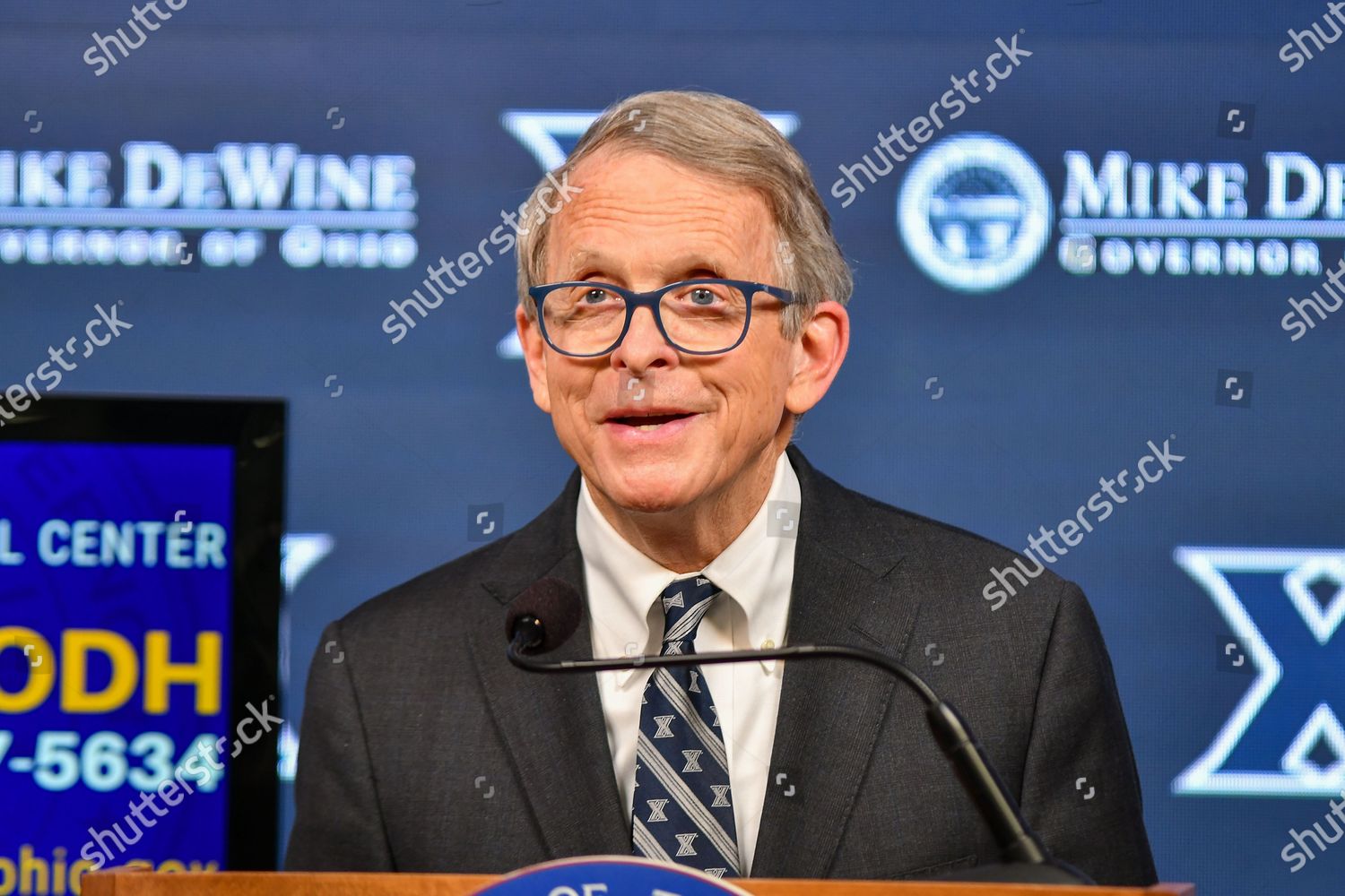 Ohio Governor Mike Dewine Speaks During Editorial Stock Photo Stock