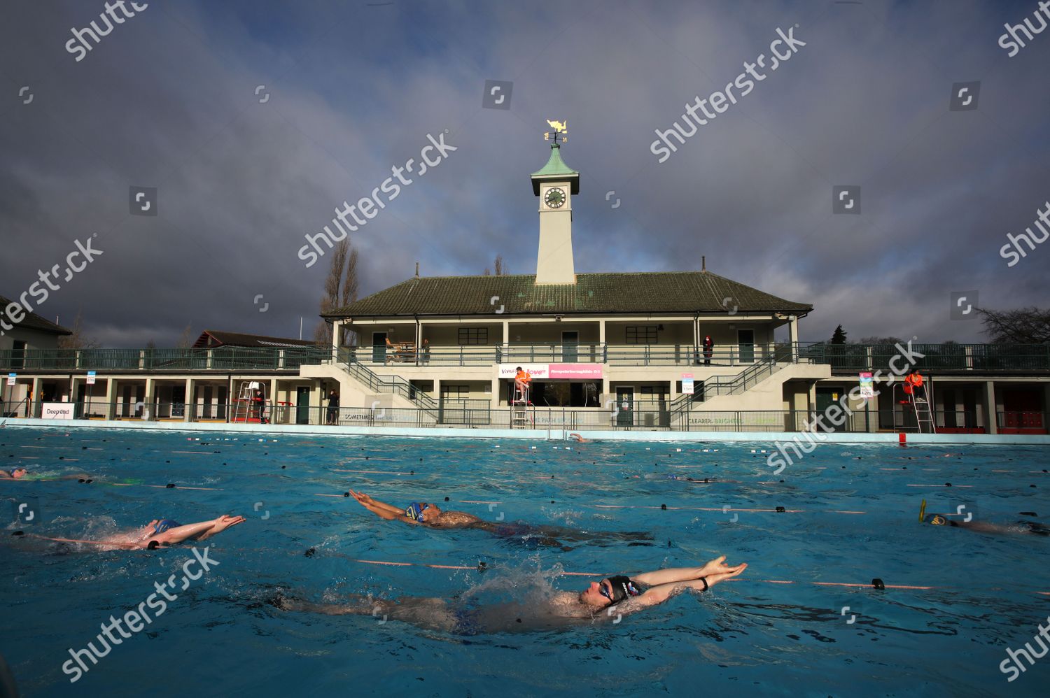 Swimmers Enjoying First Dip Peterborough Lido Editorial Stock Photo Stock Image Shutterstock
