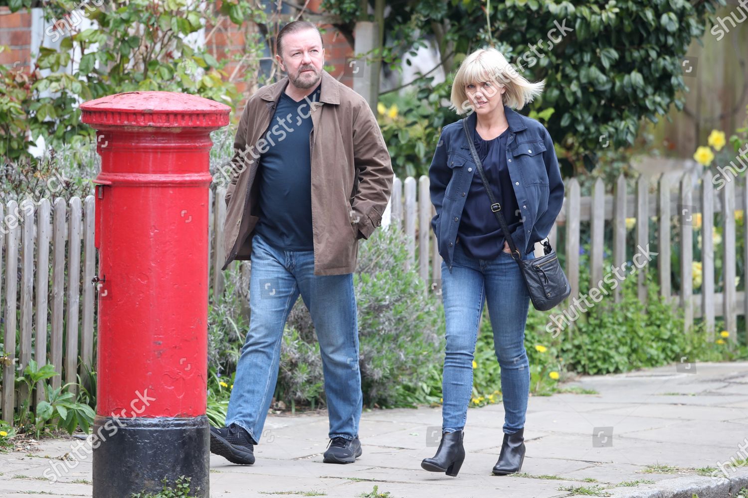 Ricky Gervais Ashley Jensen Filming On Editorial Stock Photo - Stock