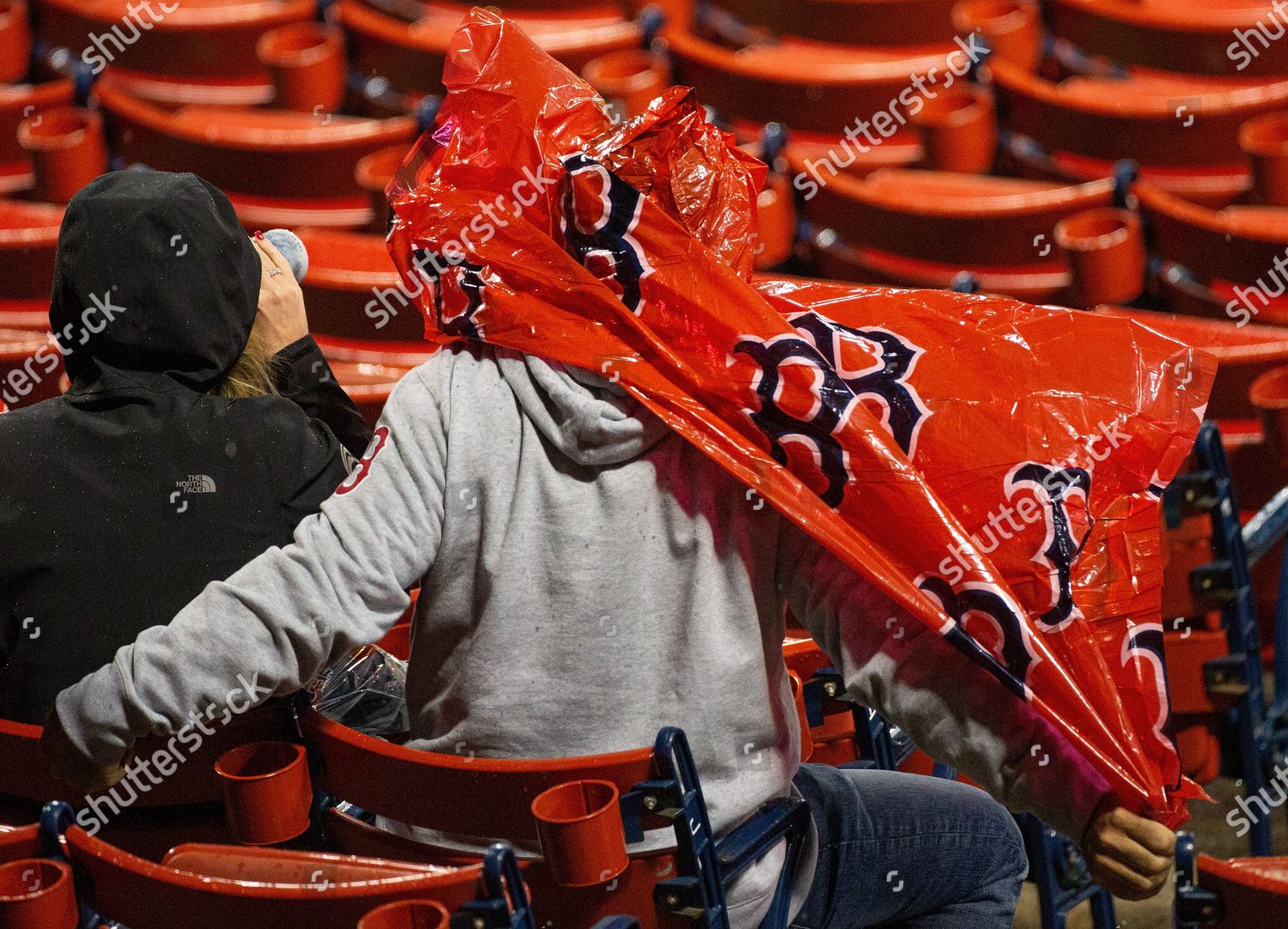 Boston Red Sox Fan Struggles Rain Editorial Stock Photo - Stock