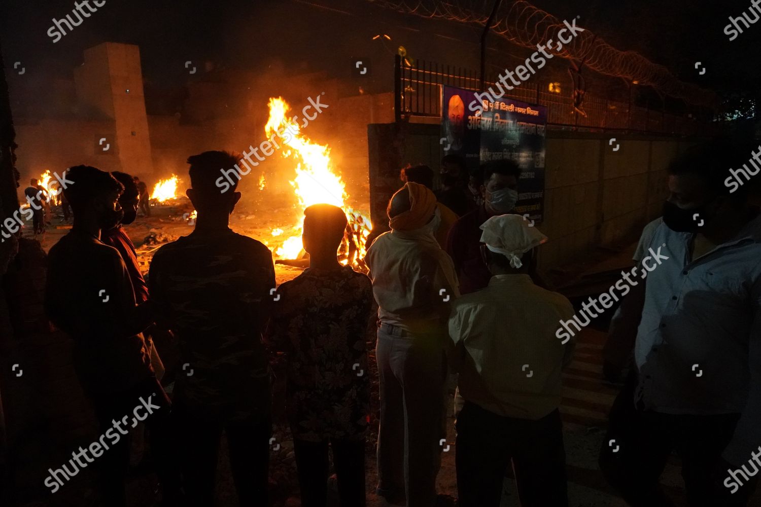 People Watch Burning Funeral Pyres People Editorial Stock Photo Stock