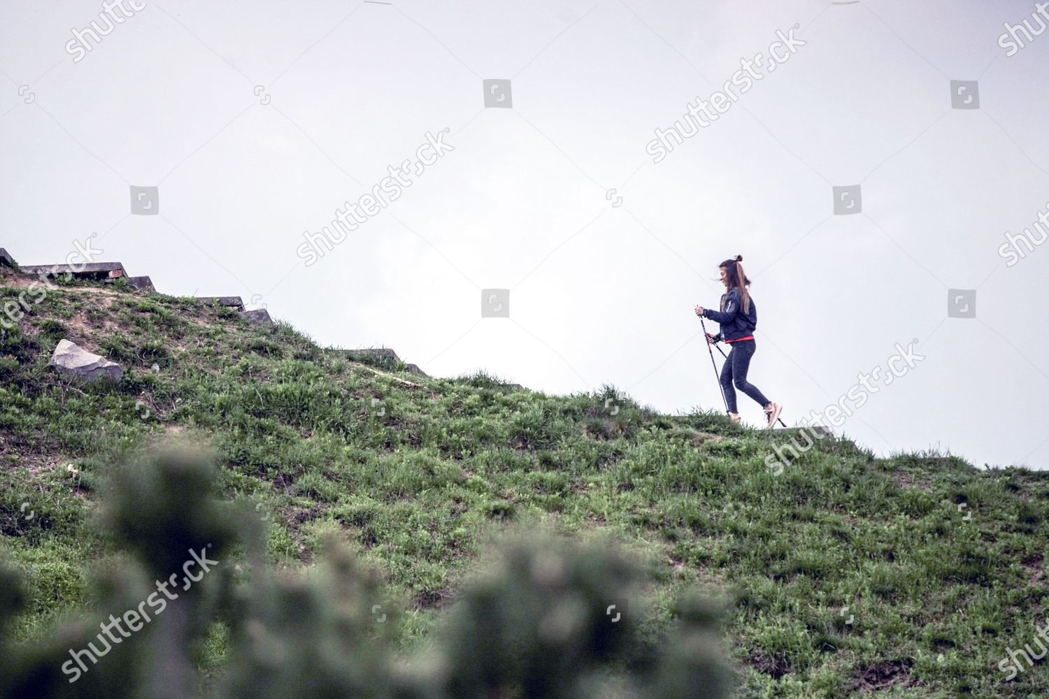 Woman Hikes Mykola Hryshko National Botanical Editorial Stock Photo Woman Hikes Mykola Hryshko National Botanical Editorial Stock Photo