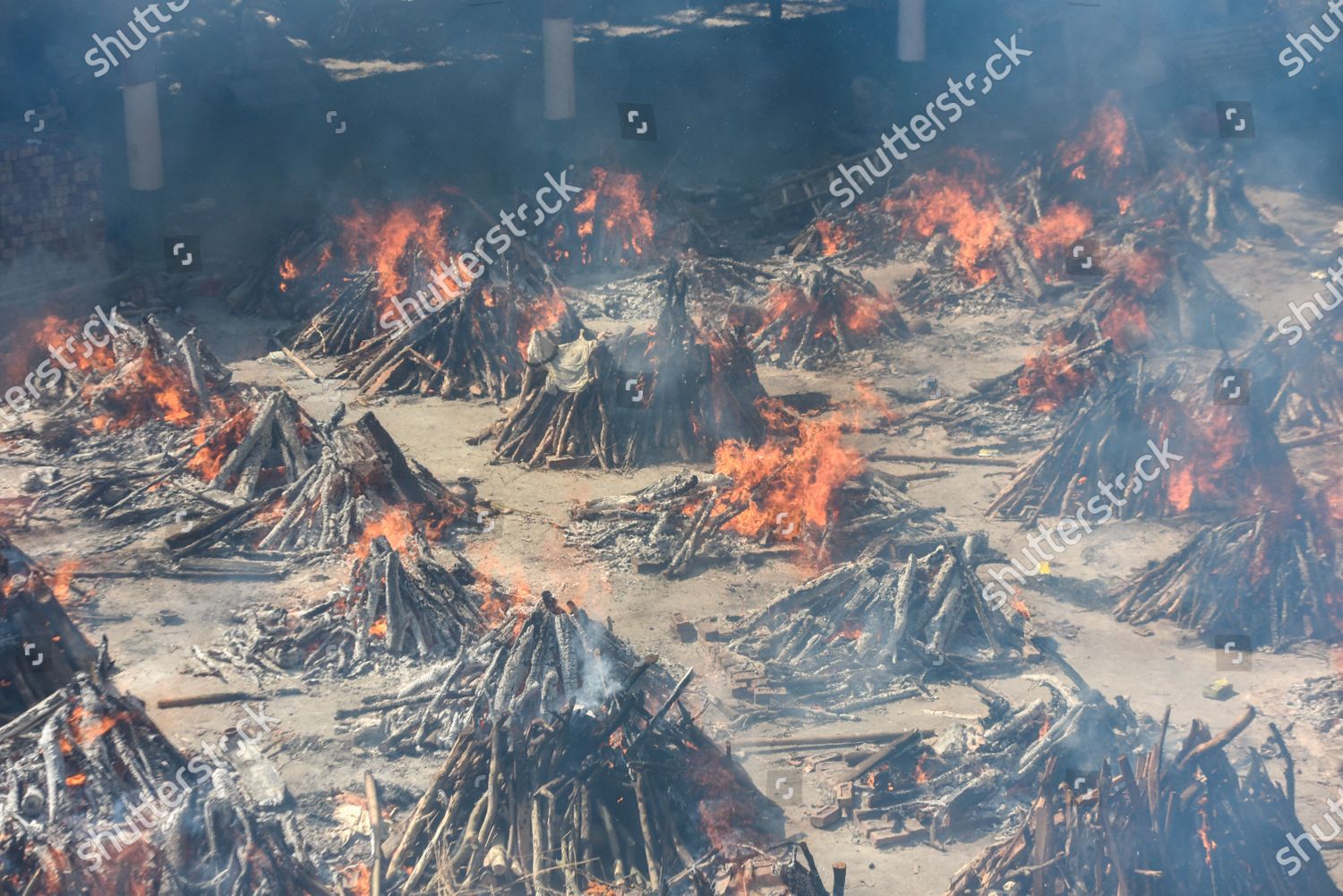 Multiple Funeral Pyres People Who Died Editorial Stock Photo Stock