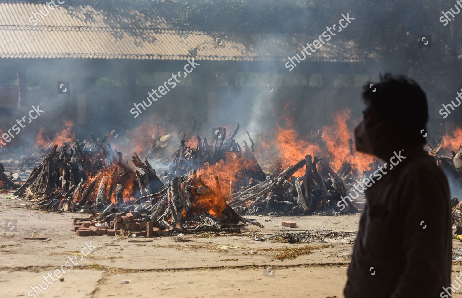 Multiple Funeral Pyres People Who Died Editorial Stock Photo Stock