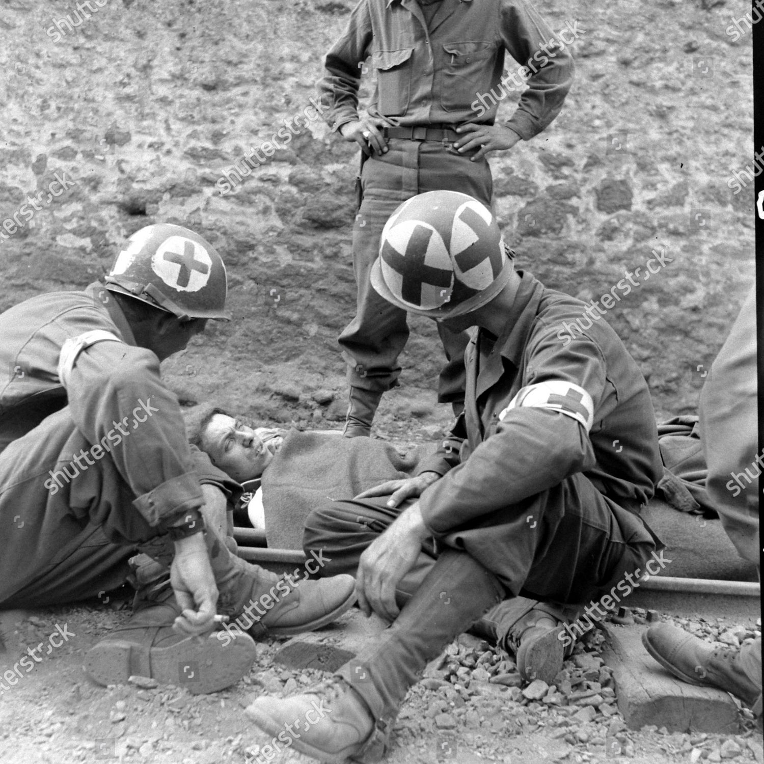 Medics Attending Wounded Soldier During Liberation Editorial Stock ...