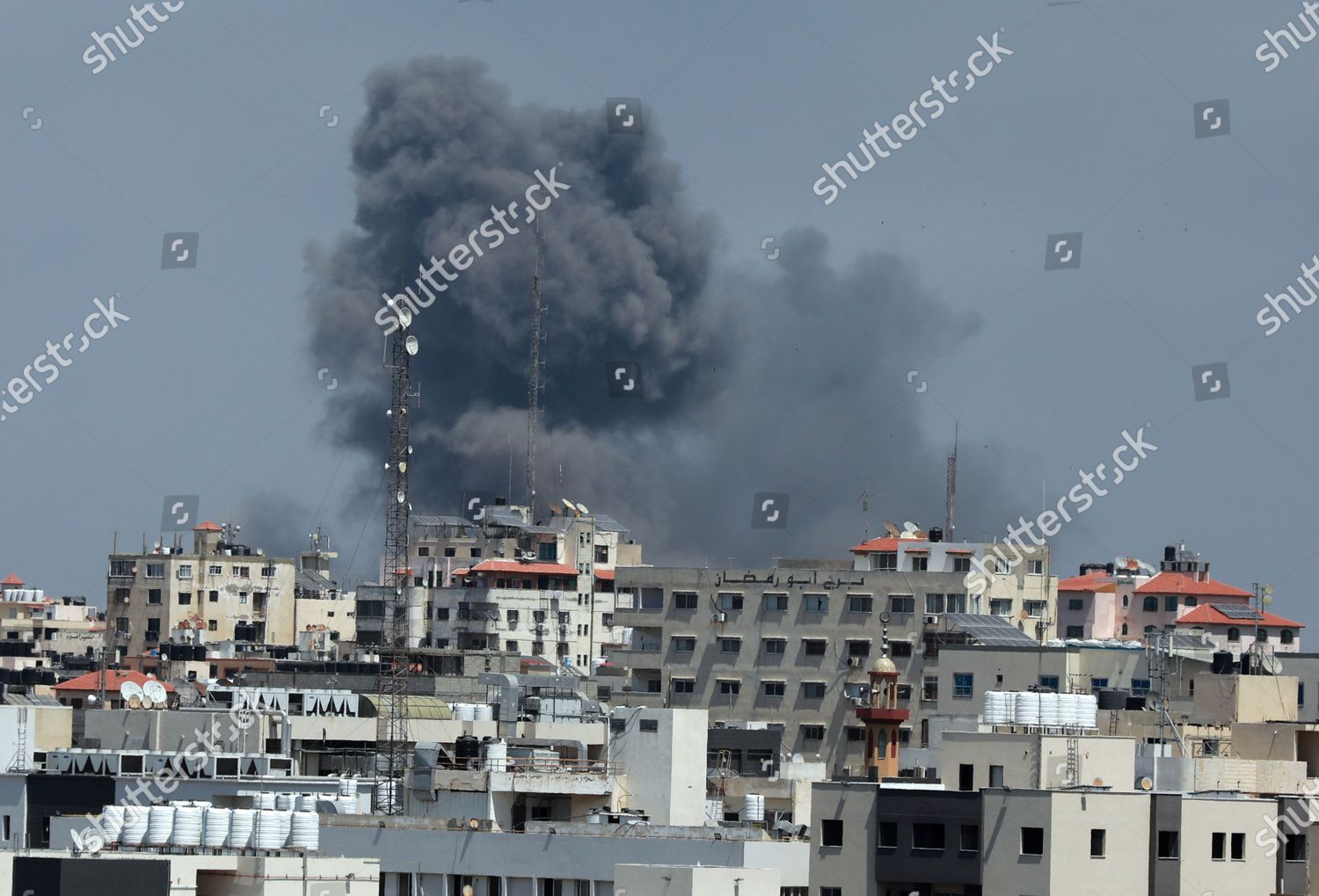 Smoke Billows Following Israeli Airstrikes On Editorial Stock Photo ...