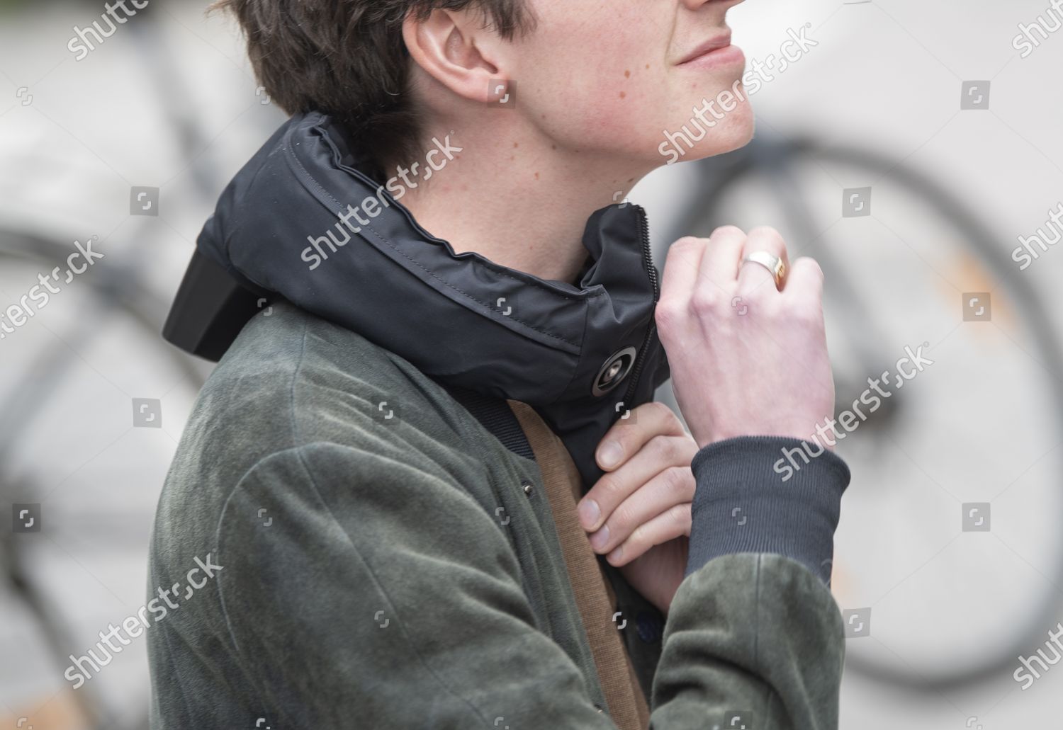 Man Wearing Swedish Cycle Helmet Hovding Editorial Stock Photo Stock