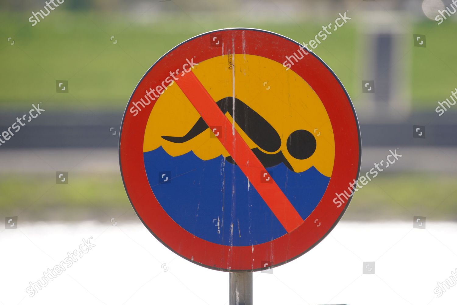 Sign Warning People Forbidden Swim Seen Editorial Stock Photo - Stock ...