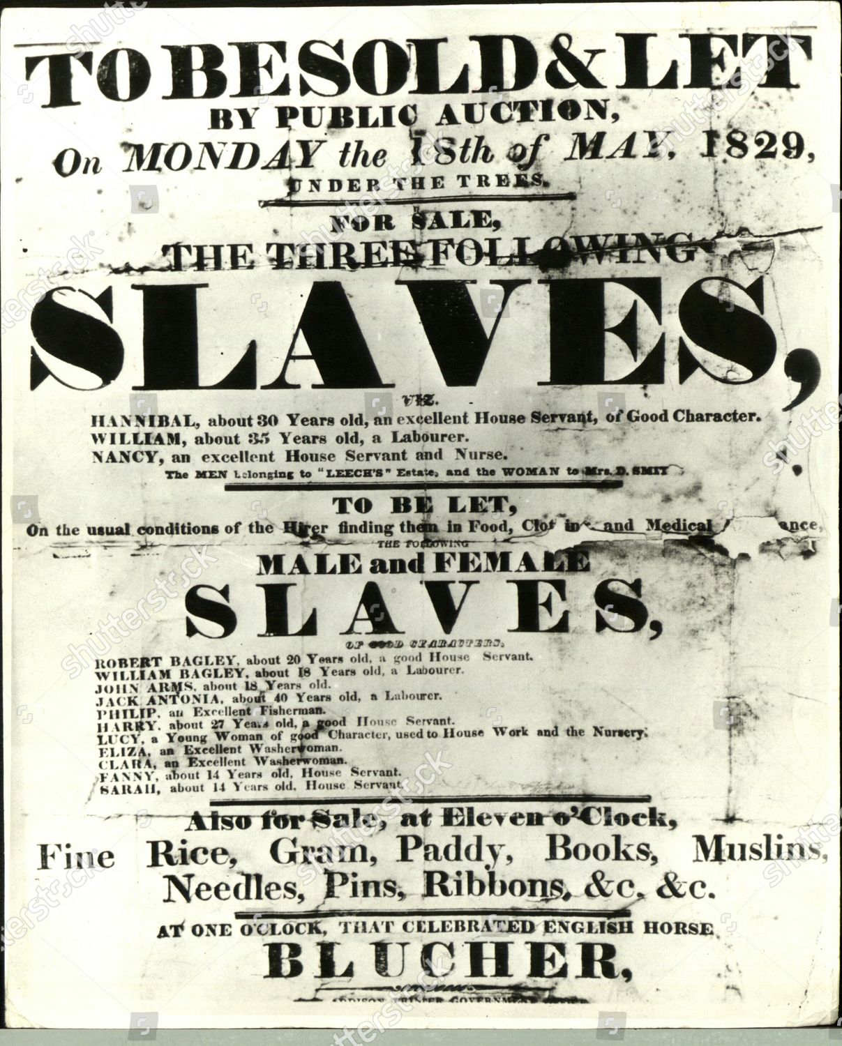 POSTER SLAVE AUCTION UNITED STATES 18TH Editorial Stock Photo - Stock ...