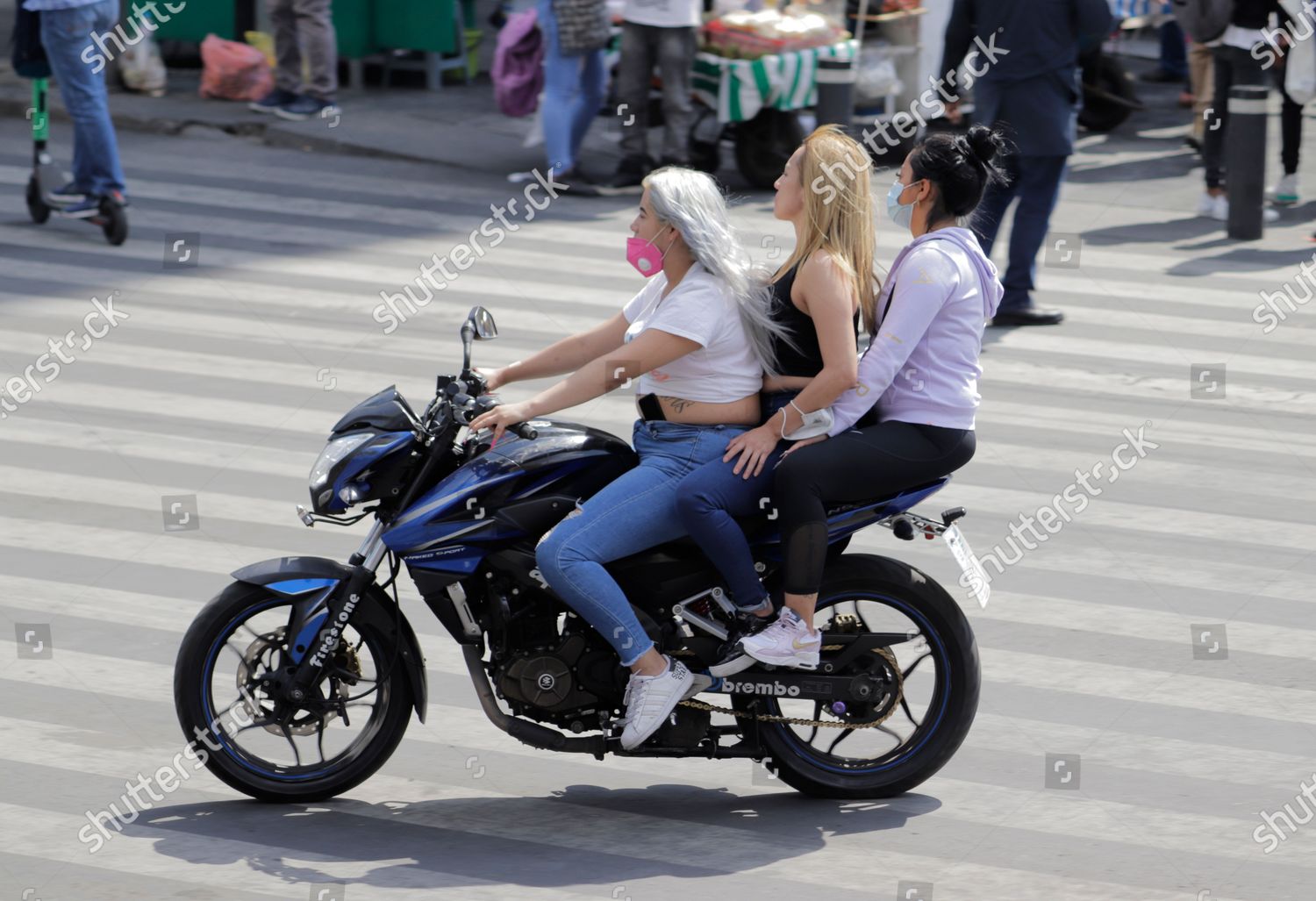 Three Women On Motorcycle Ride On Editorial Stock Photo - Stock Image ...