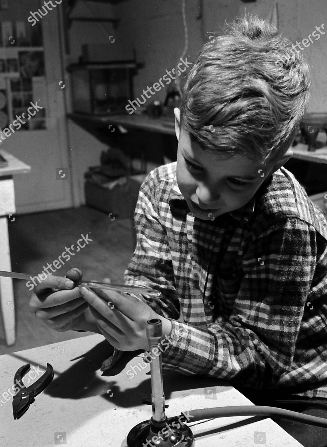 Boy Using Bunsen Burner School Rose Editorial Stock Photo - Stock Image ...