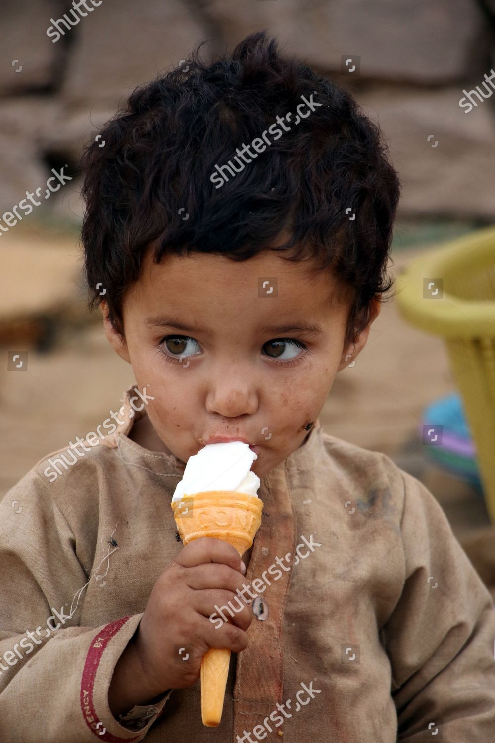 Afghan Refugee Kid Licks Ice Cream Editorial Stock Photo - Stock Image ...