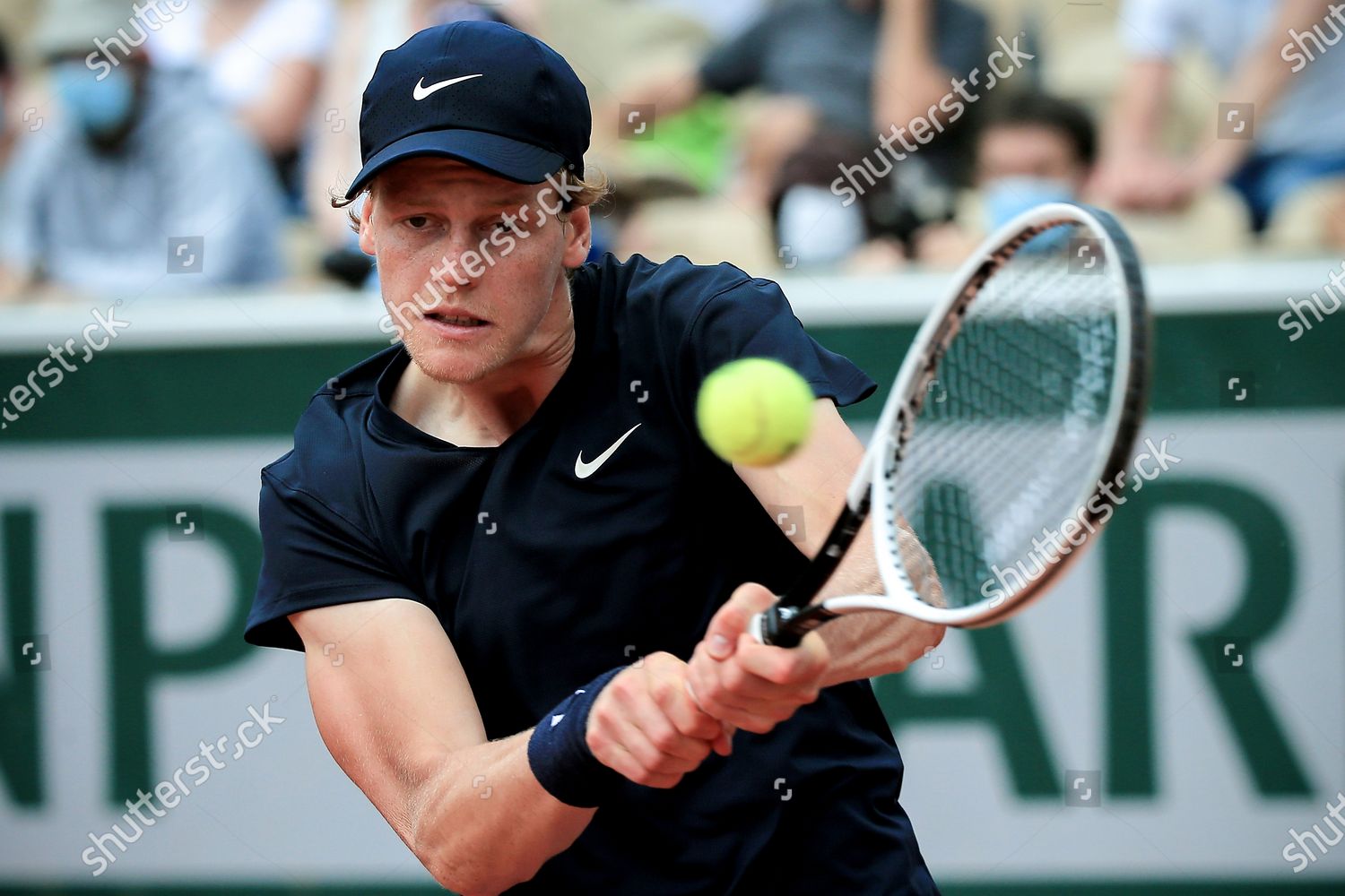 Jannik Sinner Italy Hits Backhand During Editorial Stock Photo - Stock