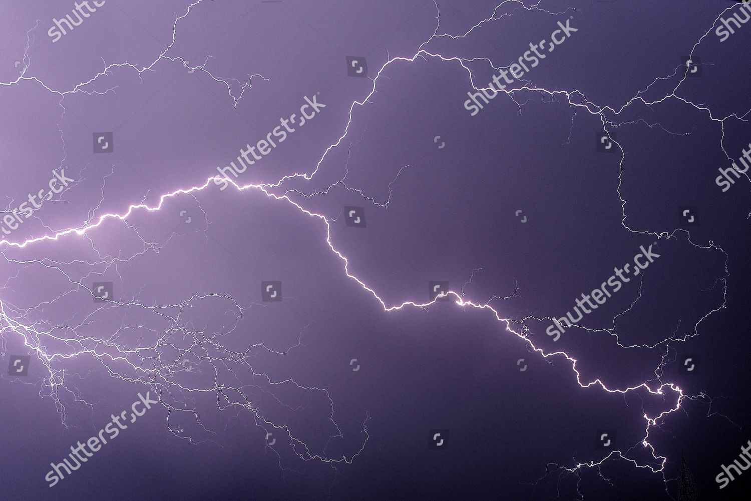 Bolts Lightning Flash Across Sky During Editorial Stock Photo Stock