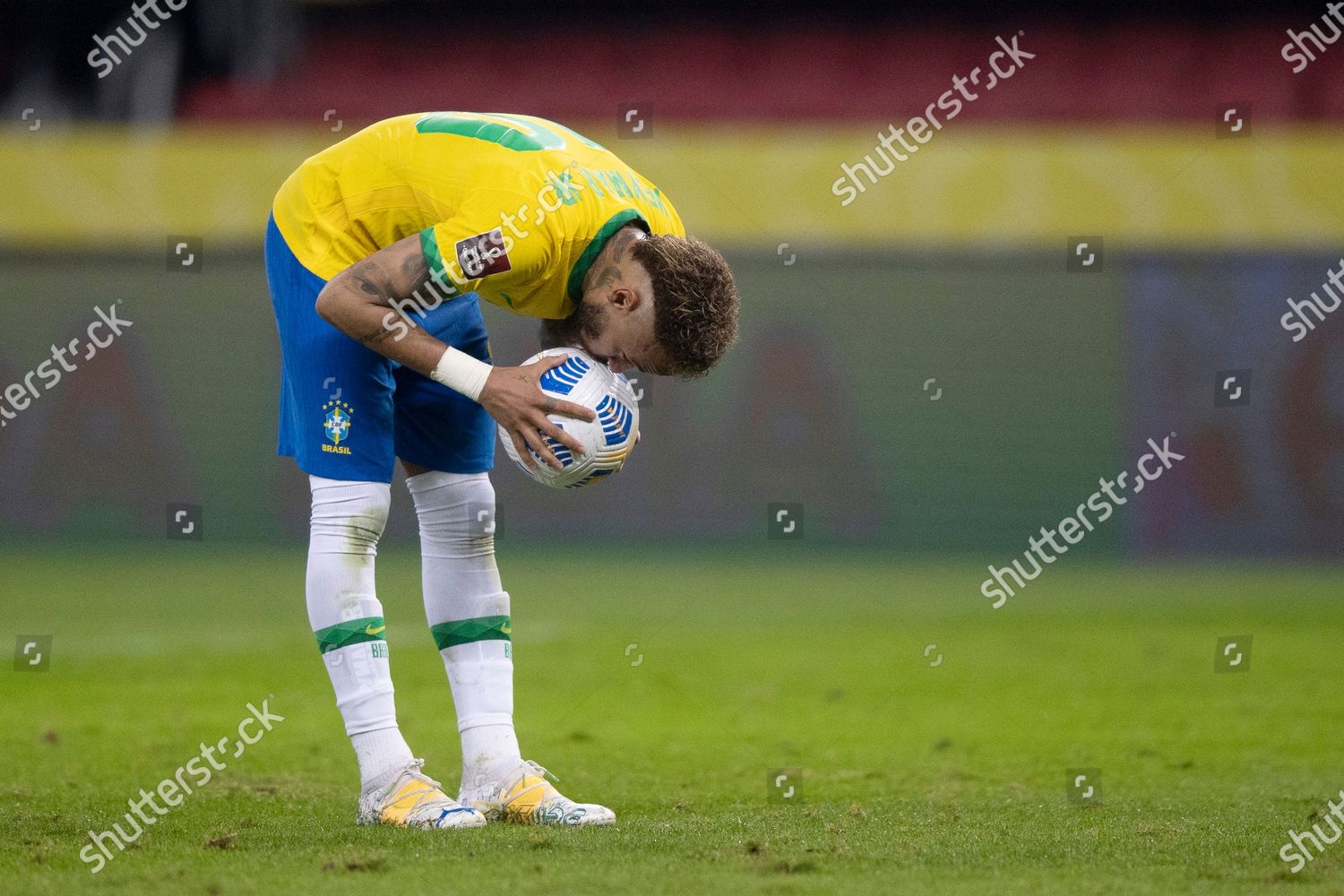 Neymar Brazil Kisses Ball Before Taking Editorial Stock Photo - Stock ...