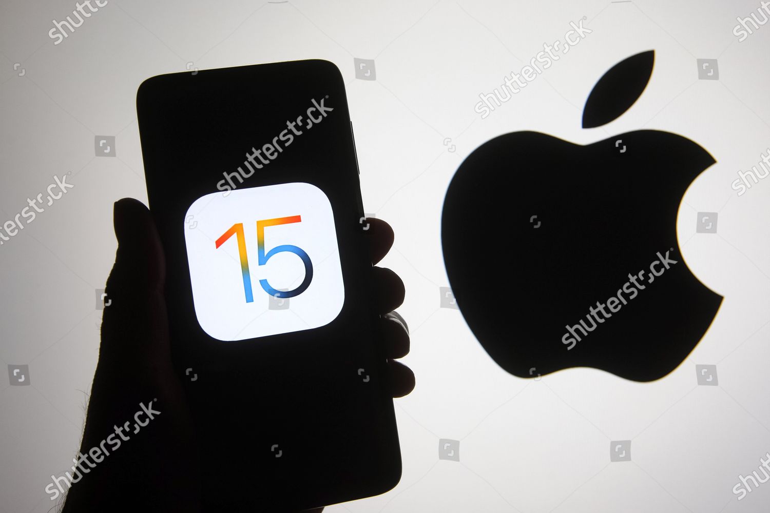 This Photo Illustration Ios 15 Logo Editorial Stock Photo - Stock Image