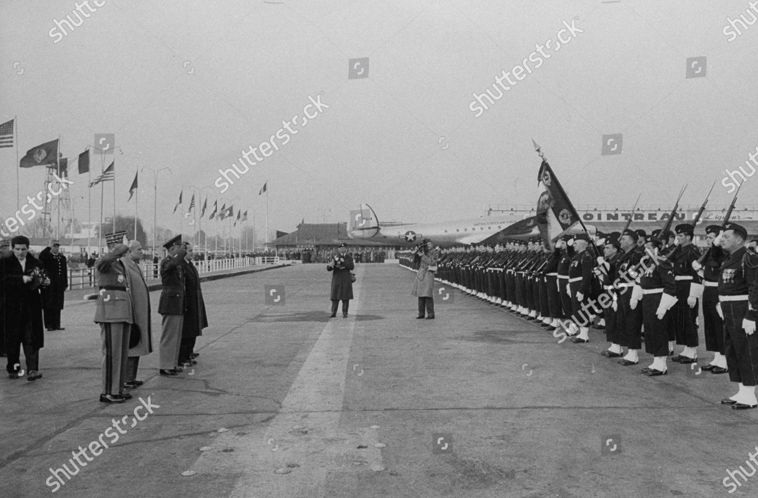 Nato Troops Saluting Marshall Alphonse Juin Editorial Stock Photo