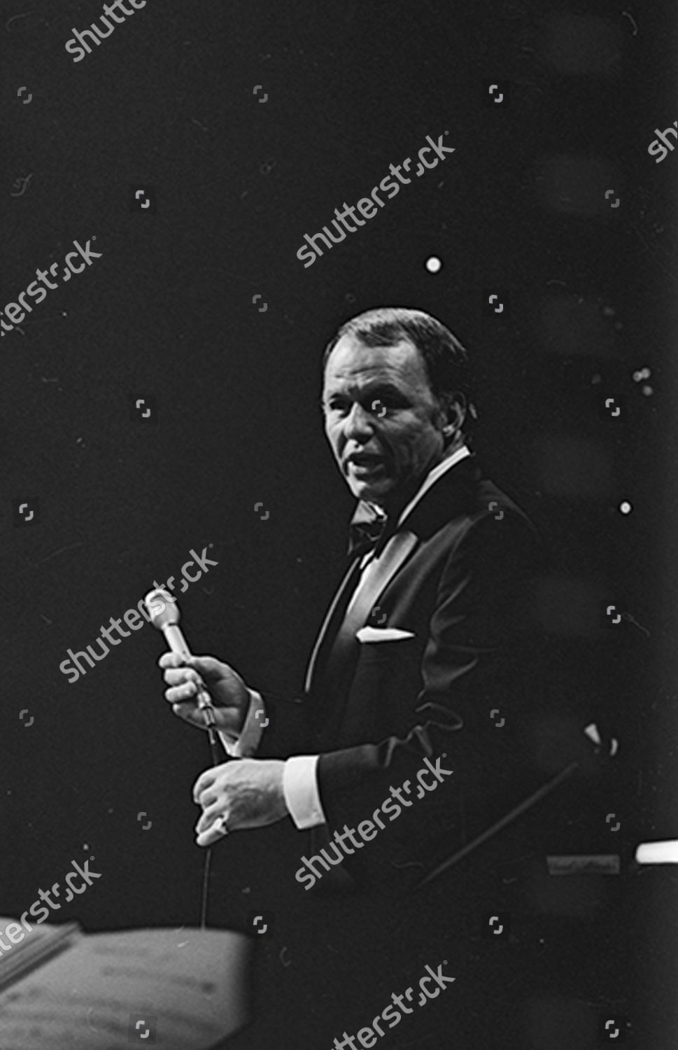 Singer Frank Sinatra Holding Microphone Performing Editorial Stock ...