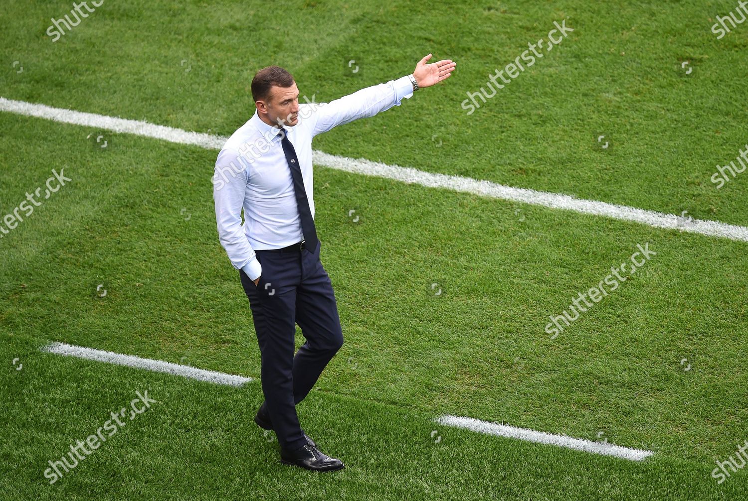 Ukraines head coach Andriy Shevchenko reacts during ...