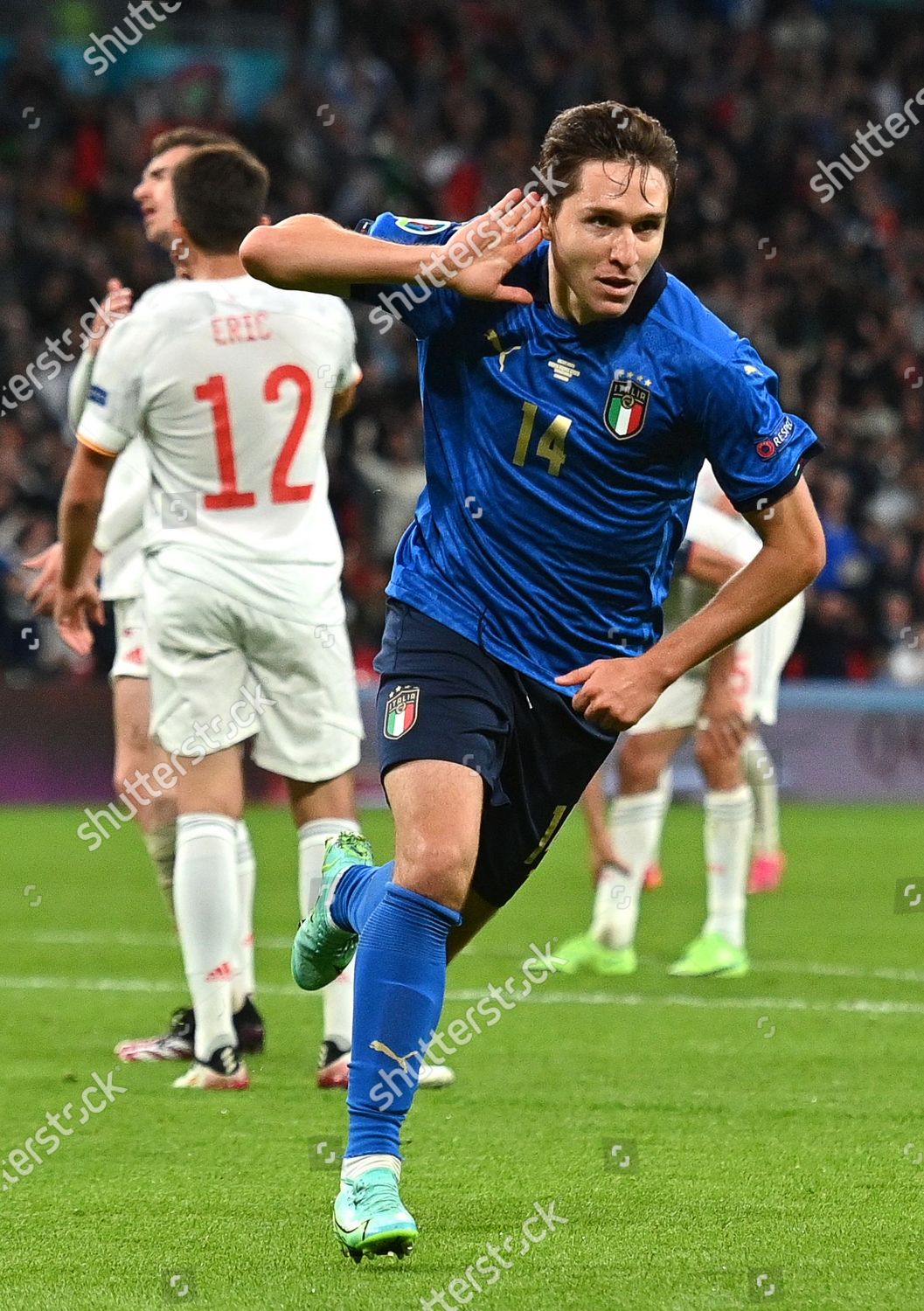 Federico Chiesa Italy Celebrates After Scoring Editorial Stock Photo