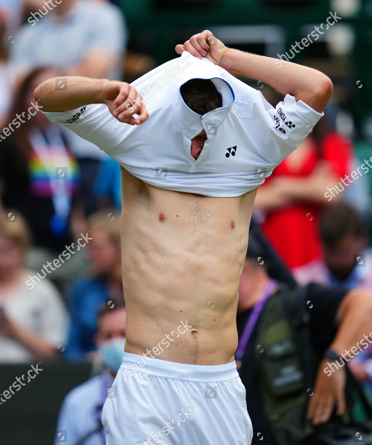 Hubert Hurkacz Changes His Shirt During Editorial Stock Photo - Stock