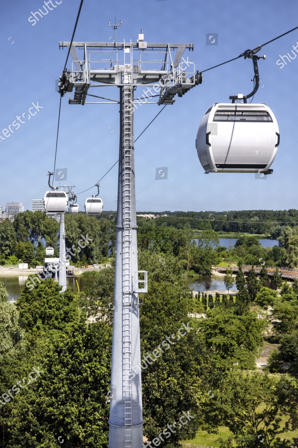 Gondolas Funicular Floriade 2022 850metrelong Funicular Editorial Stock