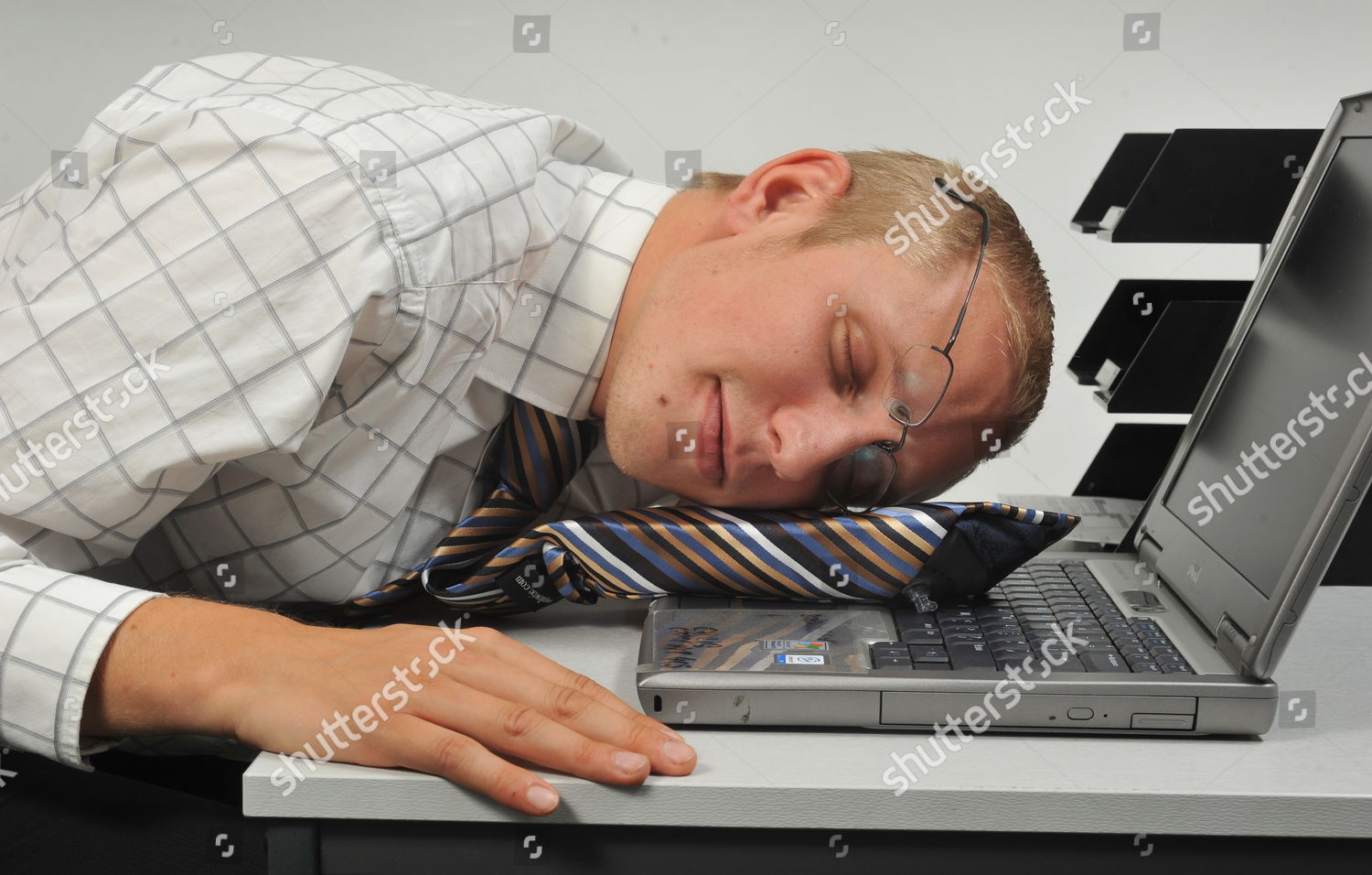 Worker Asleep Their Desk Resting Their Head Editorial Stock Photo
