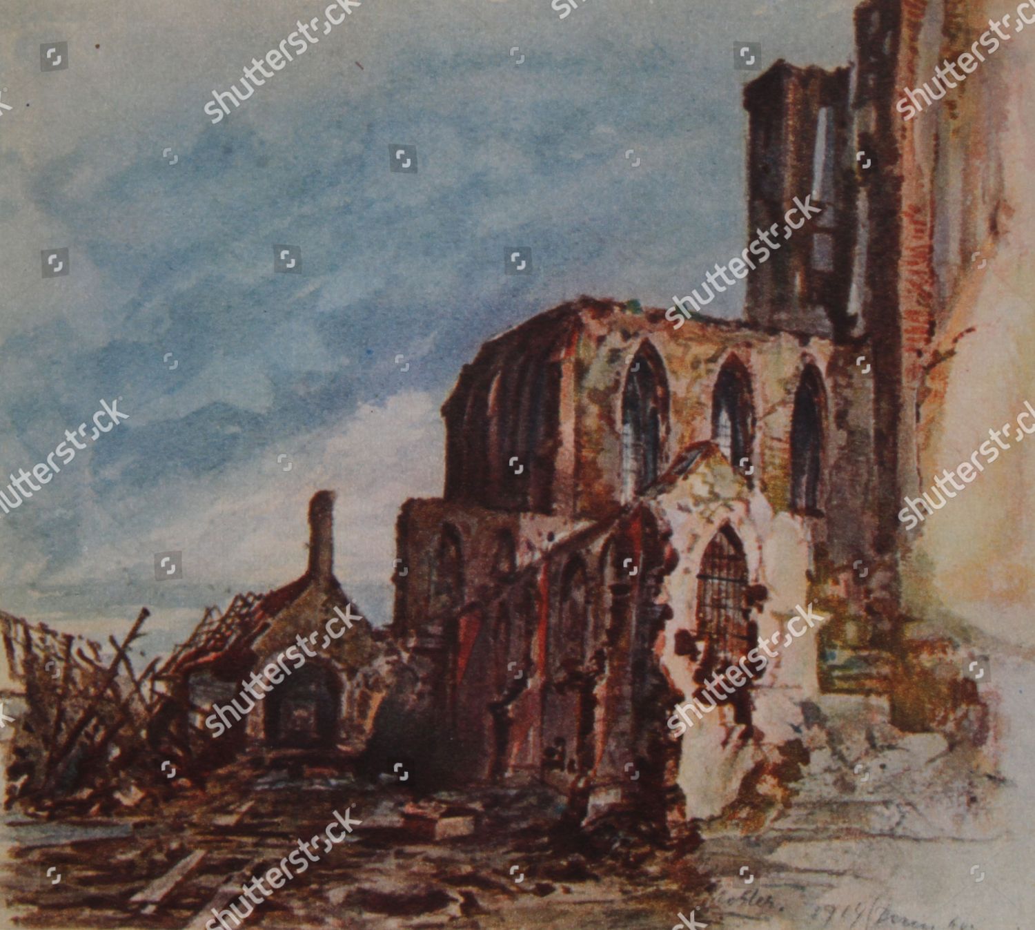 Painting Messines France By Adolf Hitler Editorial Stock Photo - Stock ...