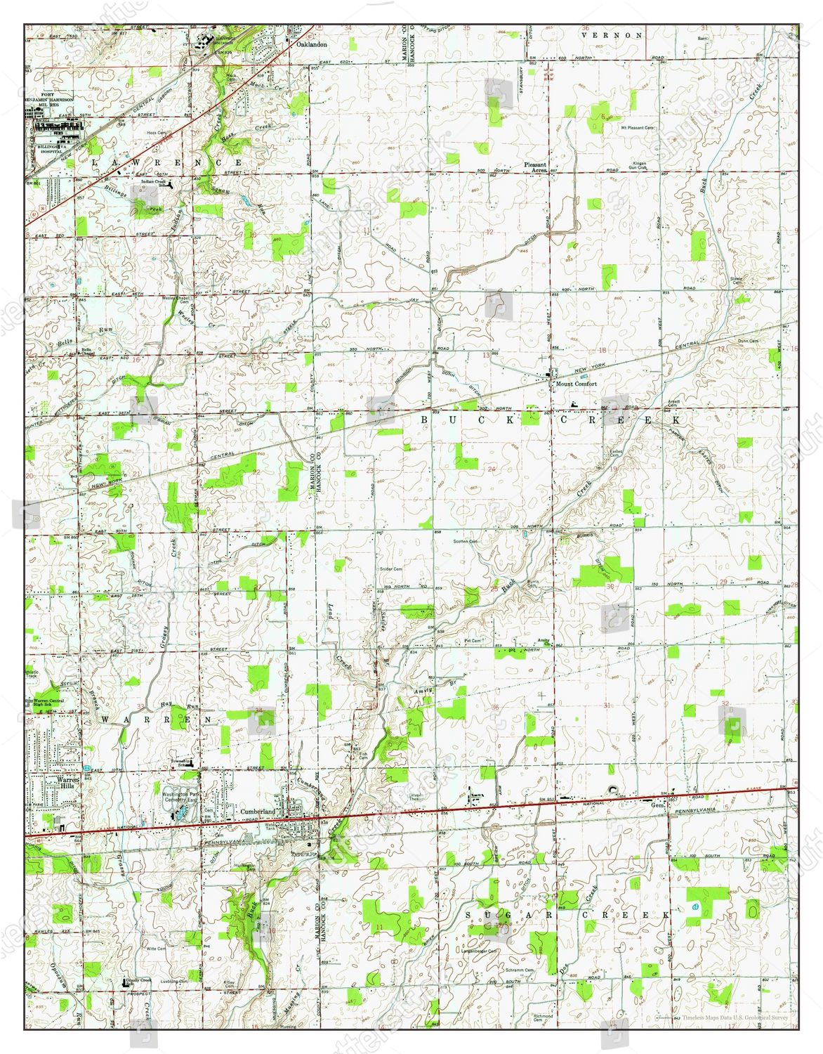 Usa Timeless Maps Cumberland Indiana Map Editorial Stock Photo - Stock ...