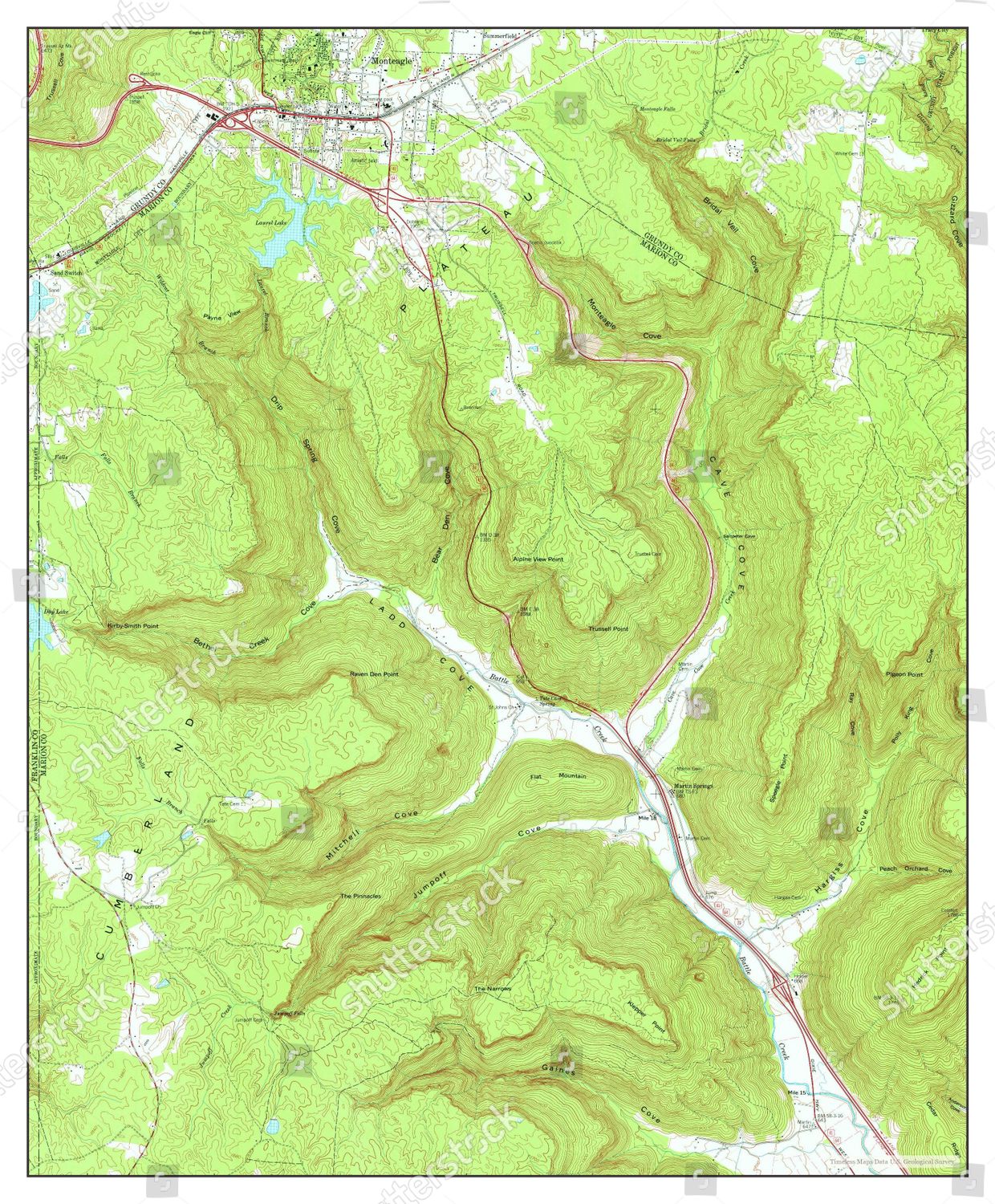 Usa Timeless Maps Monteagle Tennessee Map Editorial Stock Photo Stock