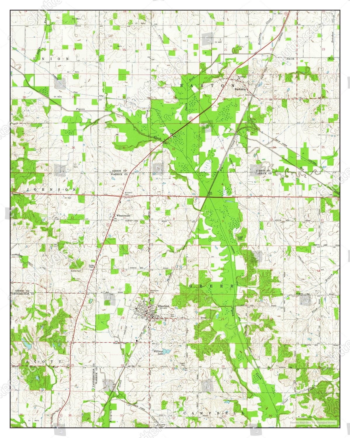 Usa Timeless Maps Elberfeld Indiana Map Editorial Stock Photo Stock