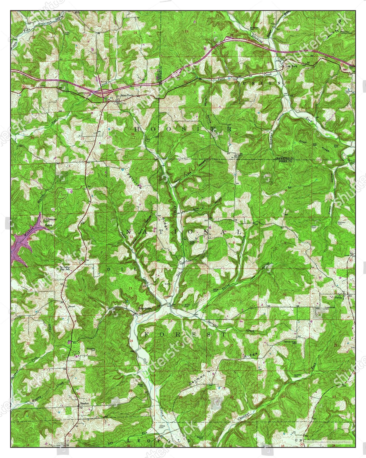 Usa Timeless Maps Branchville Indiana Map Editorial Stock Photo Stock