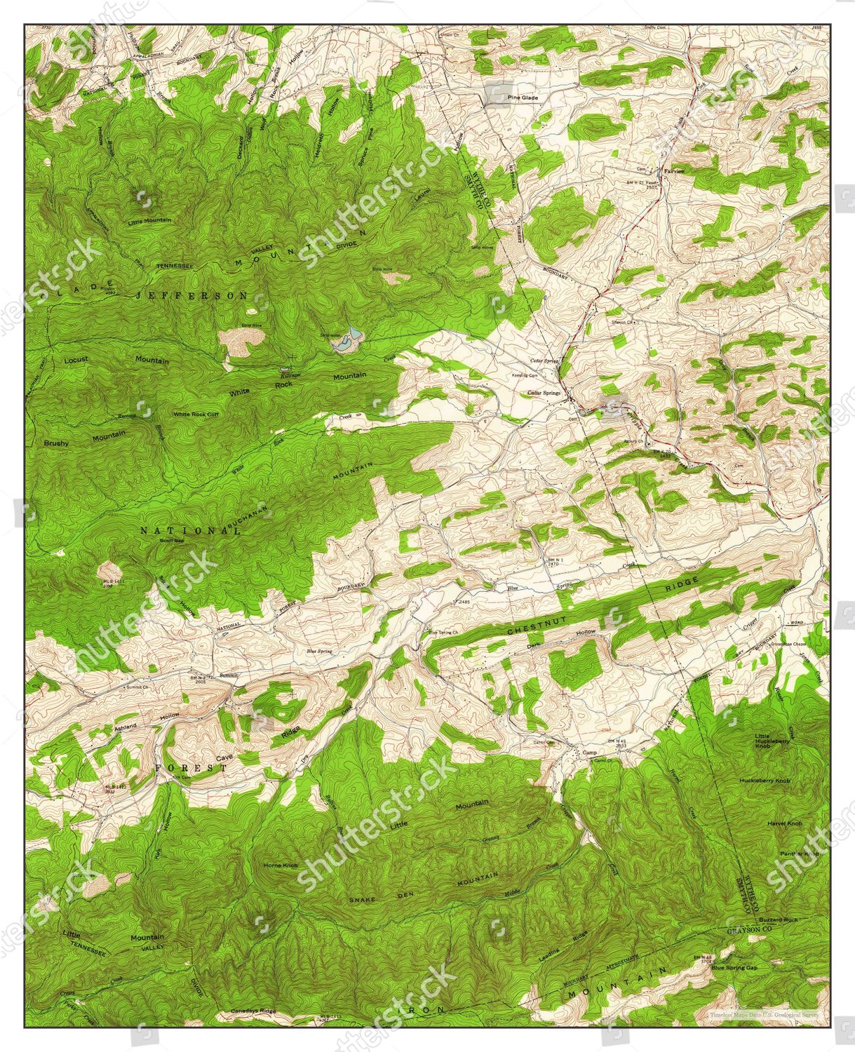 Usa Timeless Maps Cedar Springs Virginia Editorial Stock Photo Stock