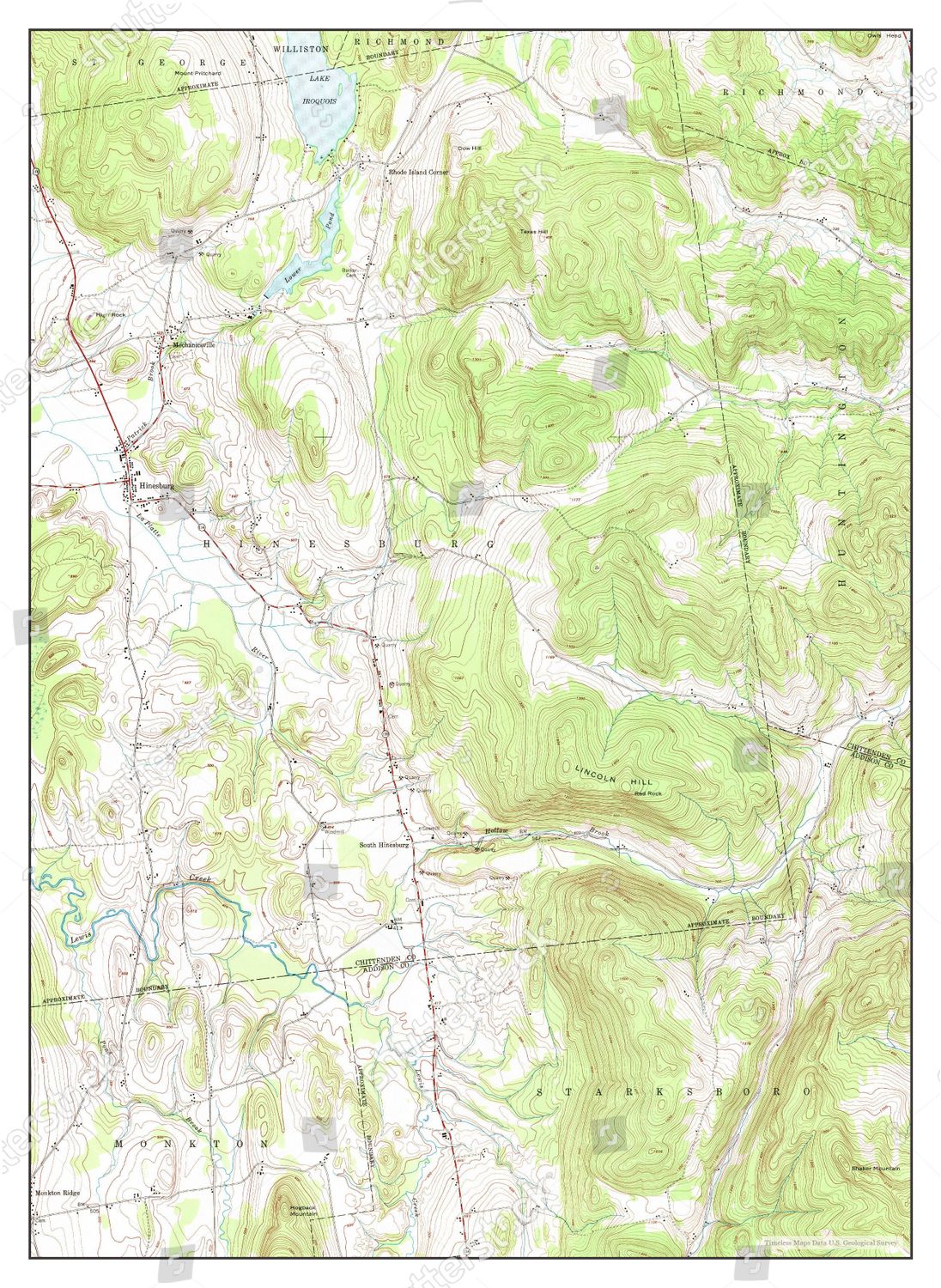 Usa Timeless Maps Hinesburg Vermont Map Editorial Stock Photo Stock