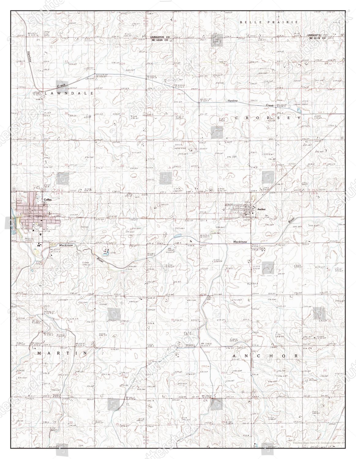 Usa Timeless Maps Colfax Illinois Map Editorial Stock Photo Stock