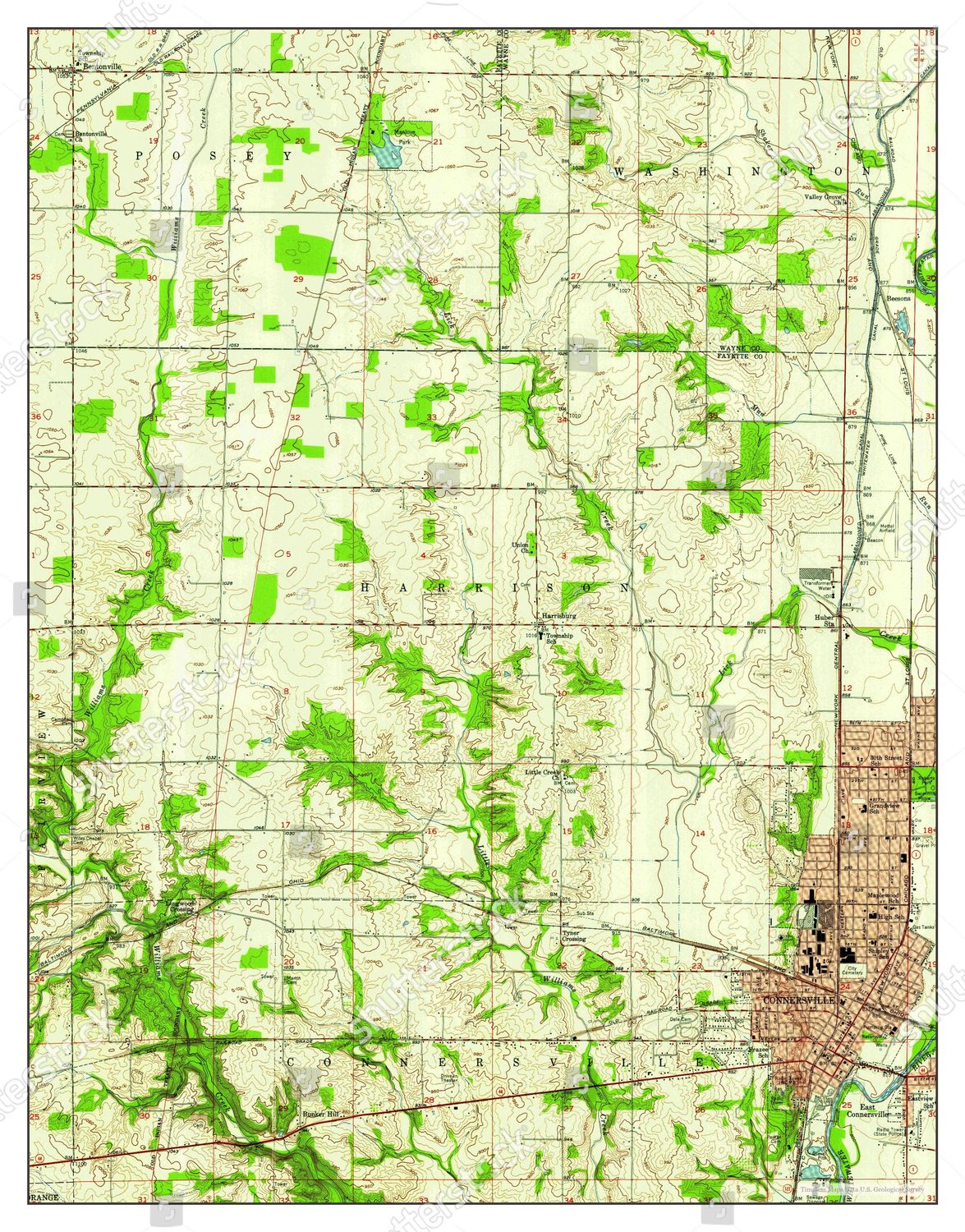 Usa Timeless Maps Connersville Indiana Map Editorial Stock Photo Stock Image Shutterstock