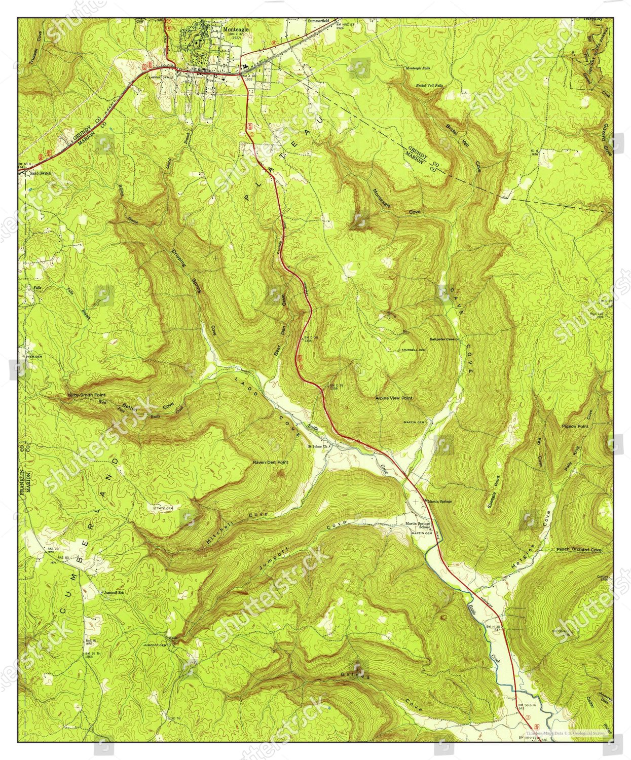 Usa Timeless Maps Monteagle Tennessee Map Editorial Stock Photo Stock