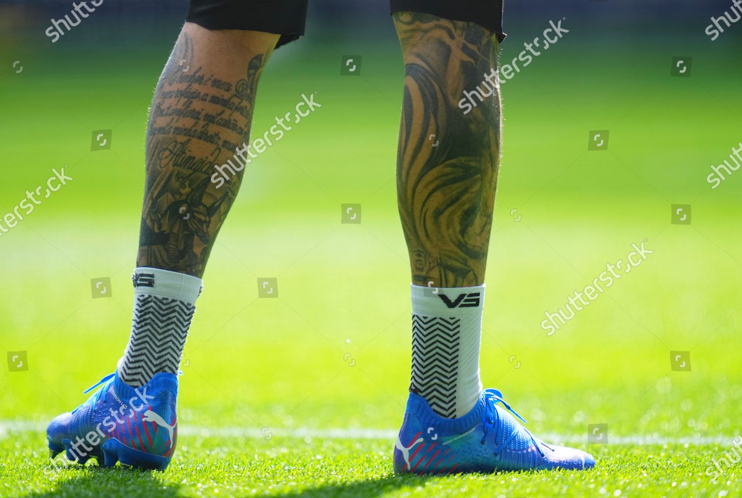 Tattoos On Legs Manchester City Goalkeeper Editorial Stock Photo ...