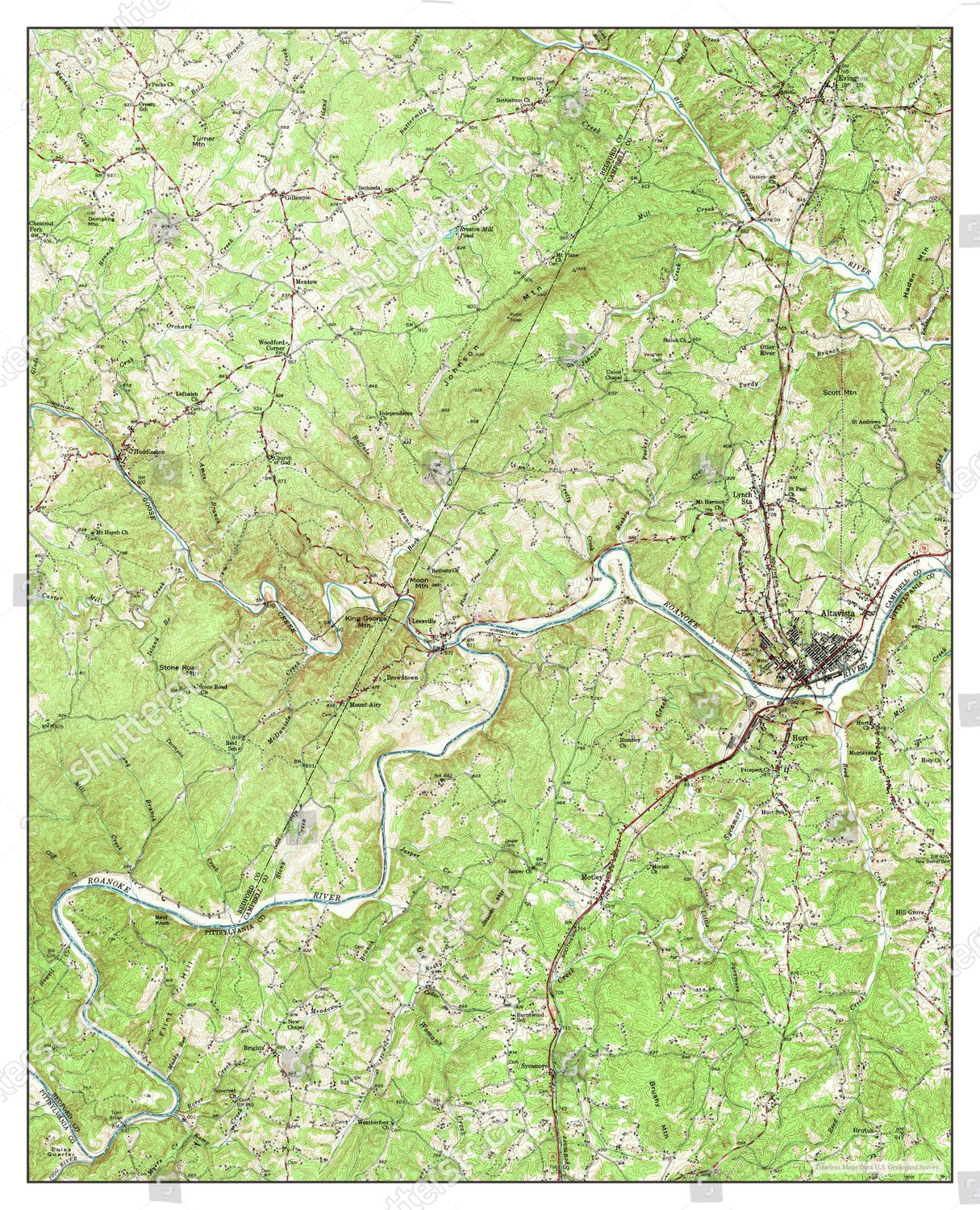 Usa Timeless Maps Altavista Virginia Map Editorial Stock Photo Stock