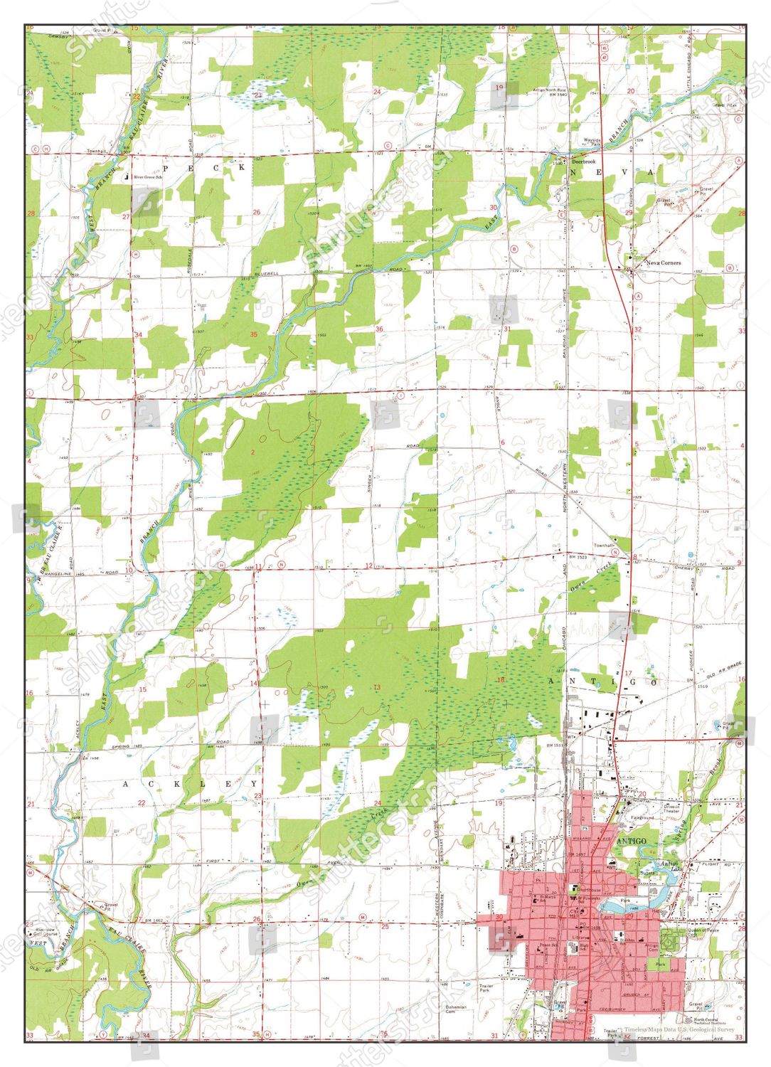 Usa Timeless Maps Antigo Wisconsin Map Editorial Stock Photo - Stock ...