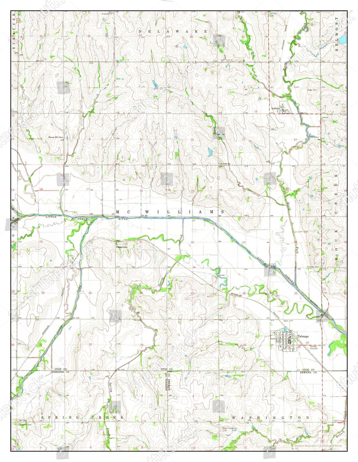 Usa Timeless Maps Talmage Nebraska Map Editorial Stock Photo Stock