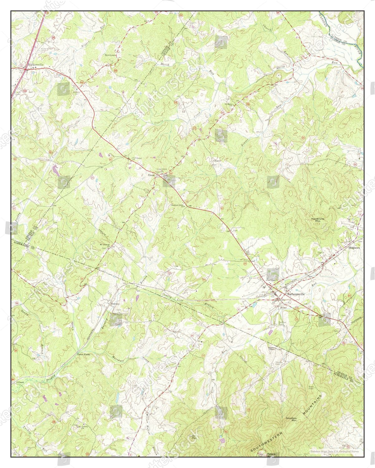 Usa Timeless Maps Barboursville Virginia Map Editorial Stock Photo Stock Image Shutterstock