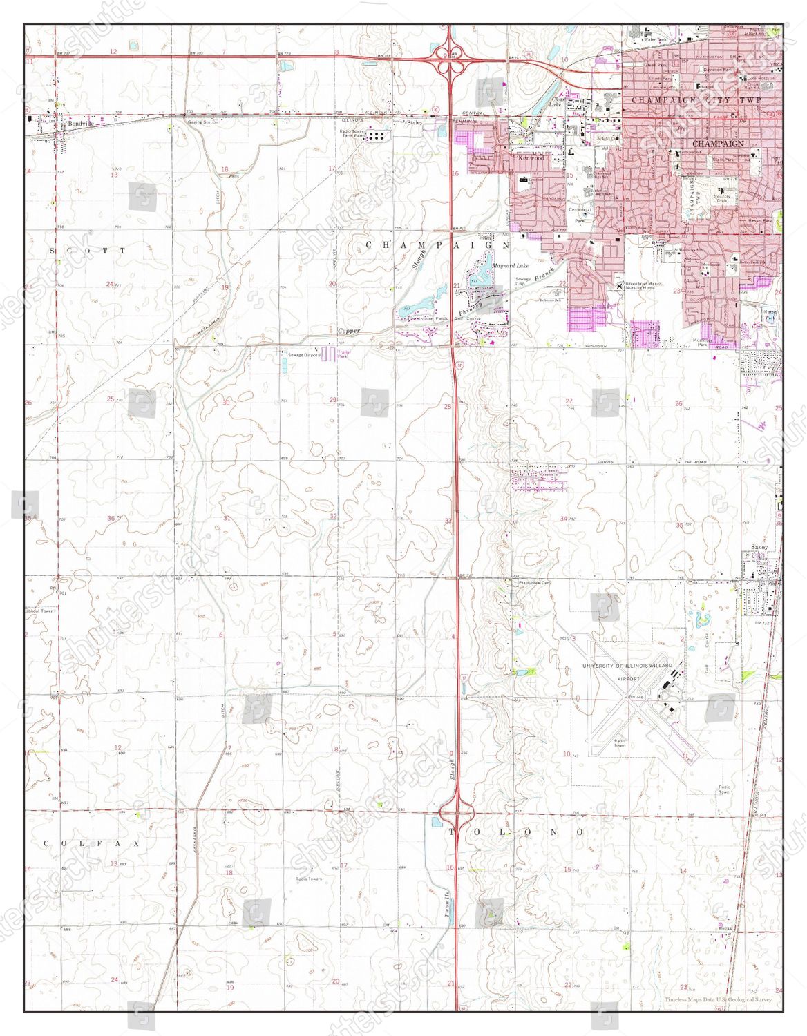 Usa Timeless Maps Bondville Illinois Map Editorial Stock Photo Stock