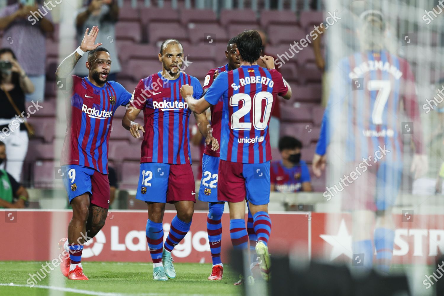 Memphis Depay Martin Braithwaite Barcelona Football Editorial Stock 
