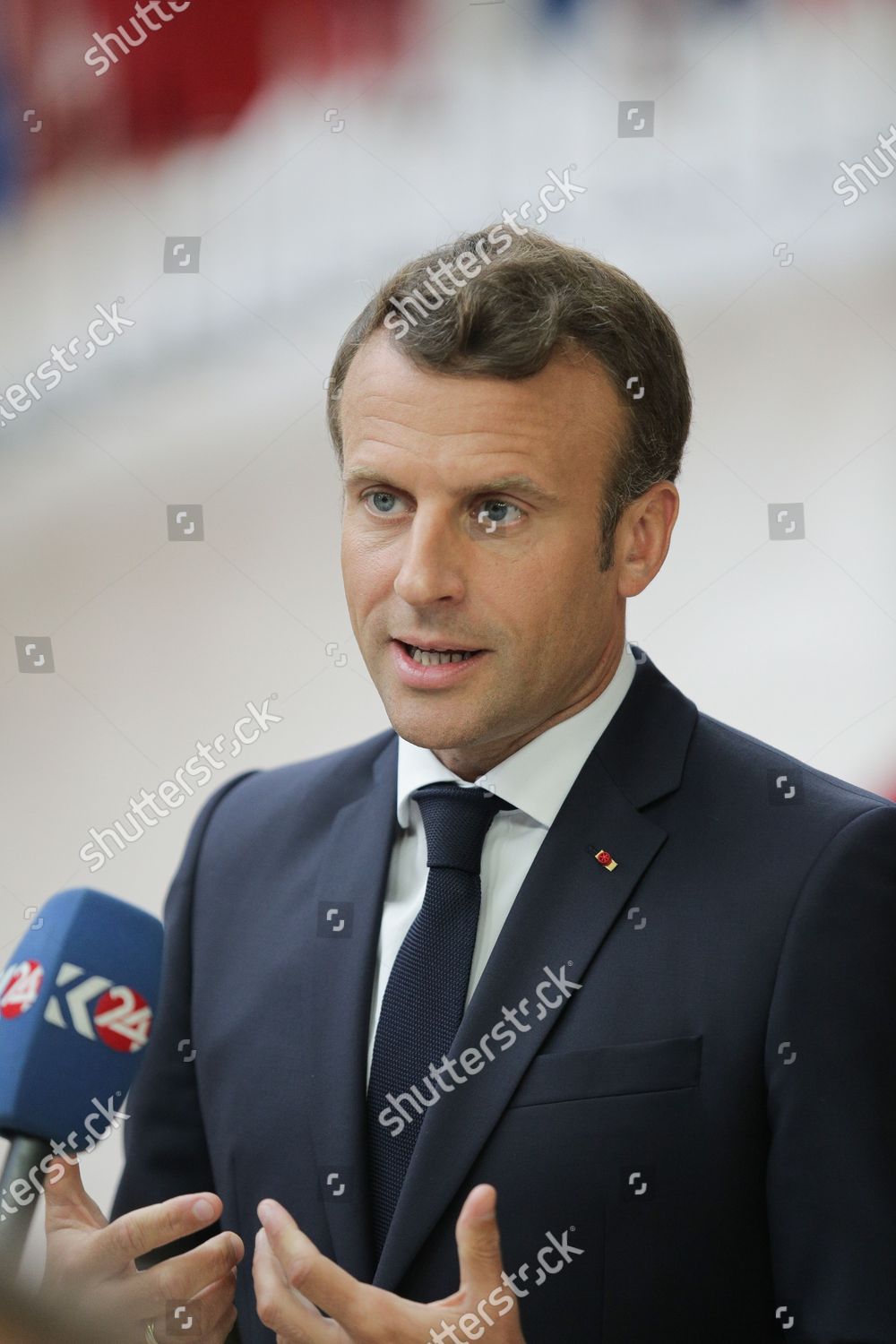 Emmanuel Macron President French Republic Arriving Editorial Stock
