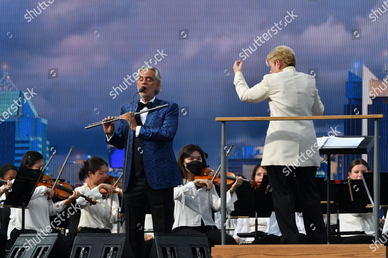 Andrea Bocelli New York Philharmonic Orchestra Editorial Stock Photo