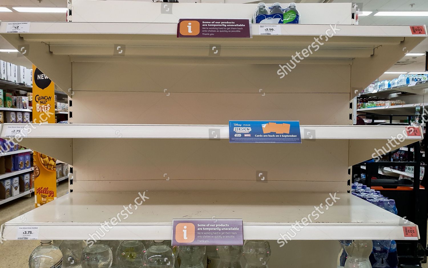 Empty Shelves Mineral Water Sainsburys North Editorial Stock Photo