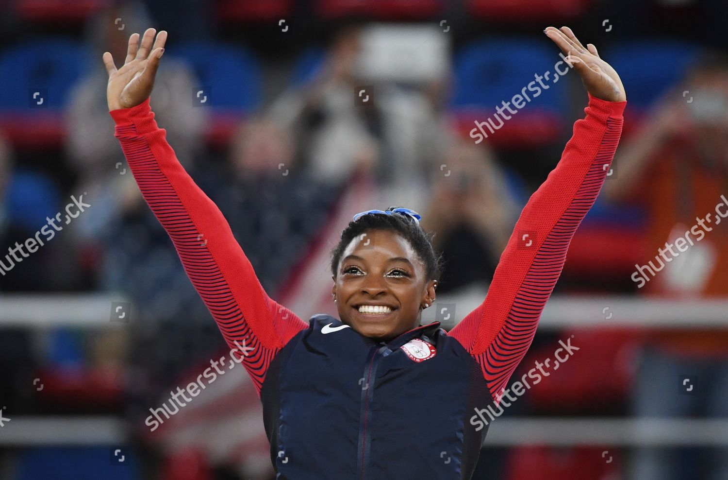 Simone Biles United States Raises Her Editorial Stock Photo - Stock ...