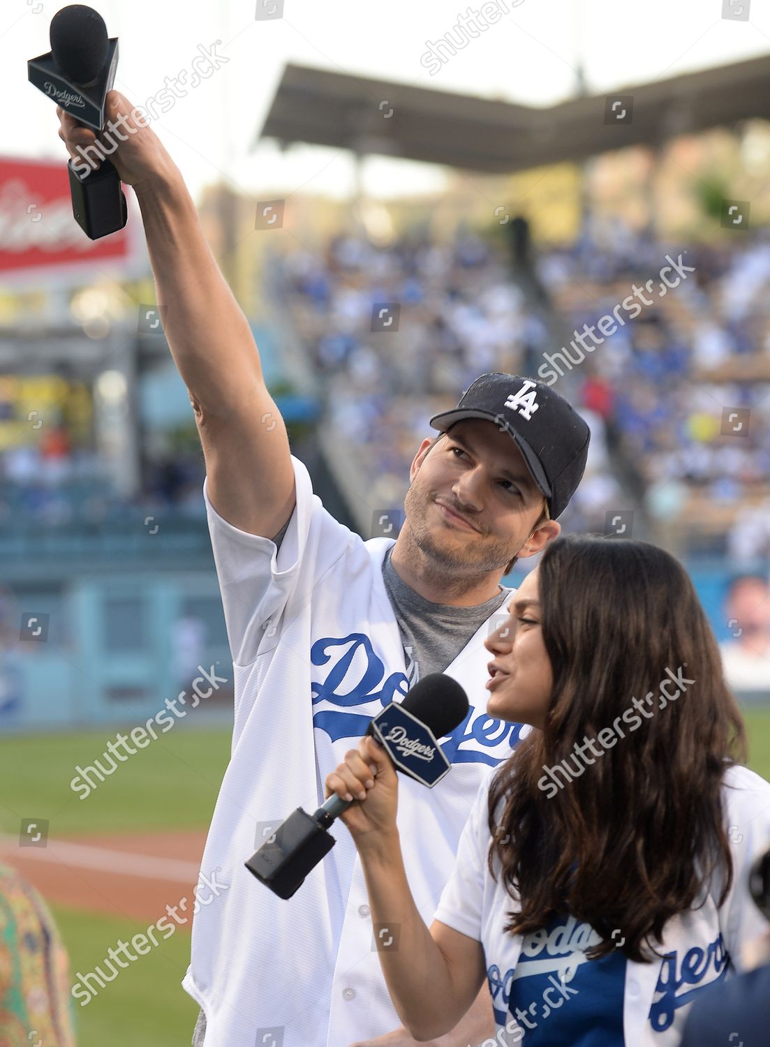 Actor Ashton Kucher His Wife Mila Editorial Stock Photo - Stock Image